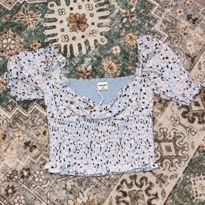 Aritzia Sunday Best Blue Floral Blouse